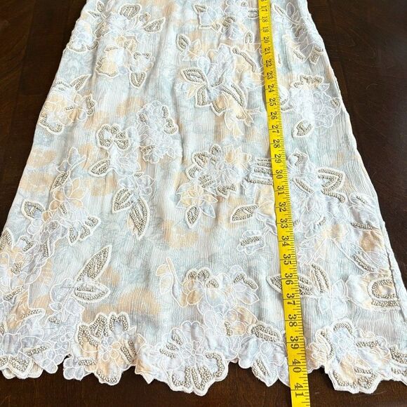 Sundance Blue Floral Embroidered Beaded Silk Dress Sz XS Romantic Wedding Guest - Picture 12 of 12